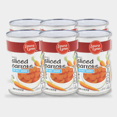 6 Cans Laura Lynn Small Sliced Carrots No Salt Added, 14.5 oz