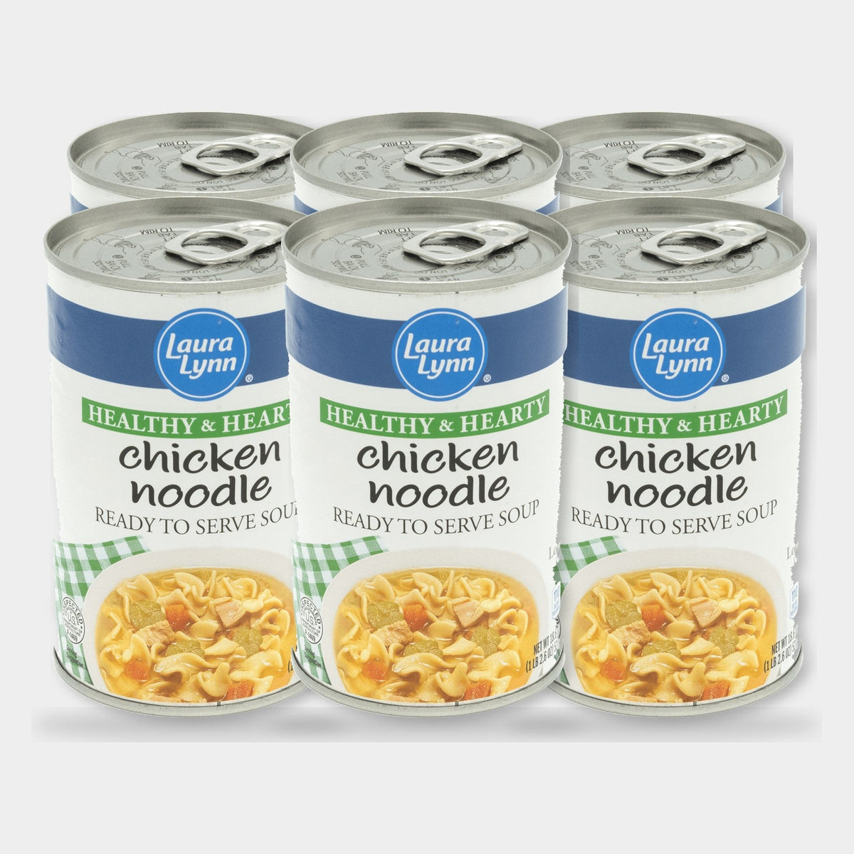 6 Cans Laura Lynn Healthy & Hearty Chicken Noodle Soup, 18.6 oz