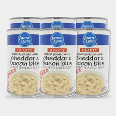6 Cans Laura Lynn Hearty Baked Potato W/ Cheddar & Bacon Bits Soup, 18.8 oz