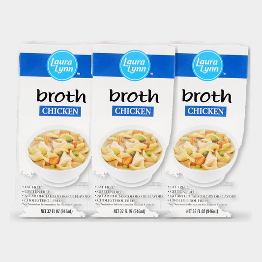 3 Cartons Laura Lynn Chicken Broth, 32 oz