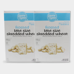 2 Boxes Laura Lynn Frosted Bite Size Shredded Wheat Cereal, 18 oz