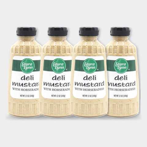 4 Bottles Laura Lynn Deli Mustard W/ Horseradish, 12 oz