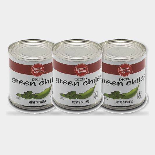 3 Jars Laura Lynn Diced Green Chilies, 7 oz