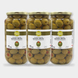 3 Jars Laura Lynn Stuffed Spanish Queen Olives W/ Minced Pimento, 21 oz