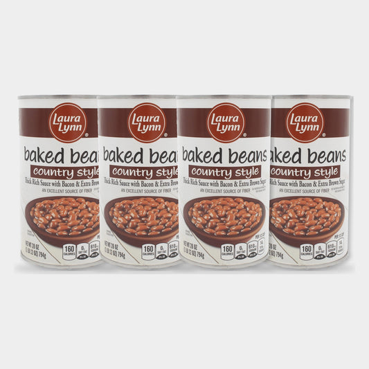 4 Cans Laura Lynn Baked Beans Country Style, 28 oz