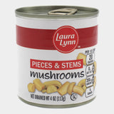 6 Cans Laura Lynn Mushroom Pieces with Stems, 4 oz