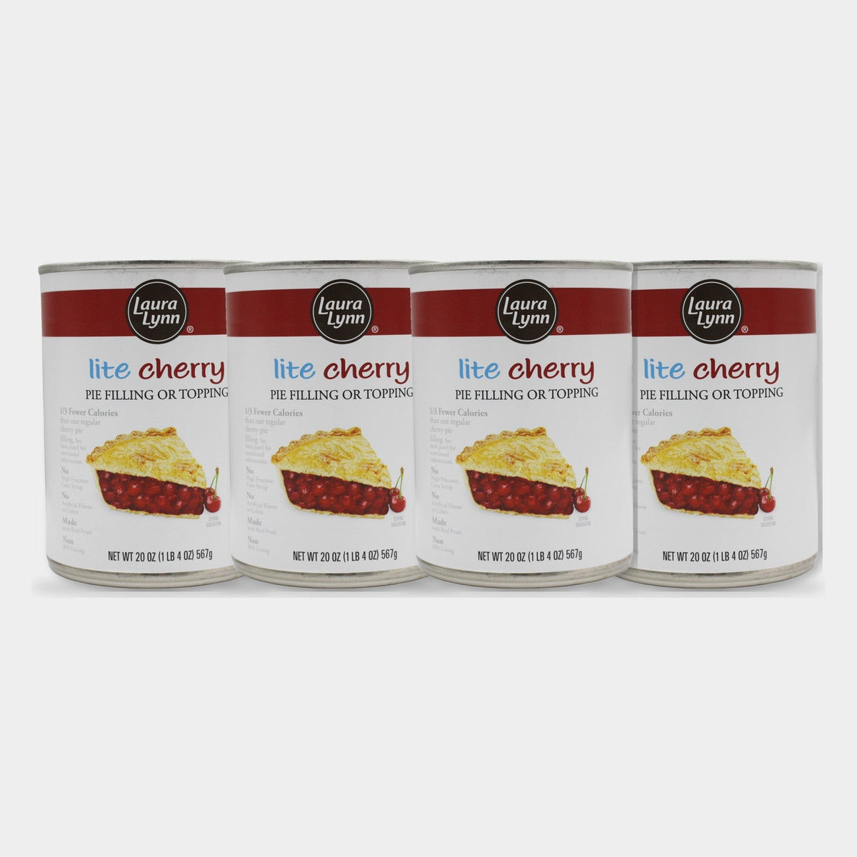 4 Cans Laura Lynn Lite Cherry Pie Filling, 20 oz