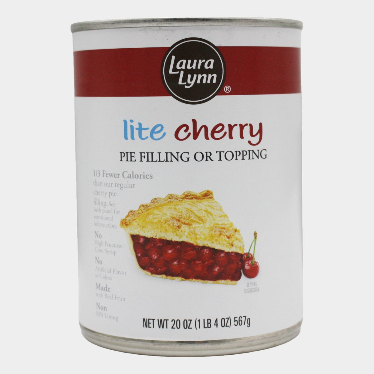 4 Cans Laura Lynn Lite Cherry Pie Filling, 20 oz