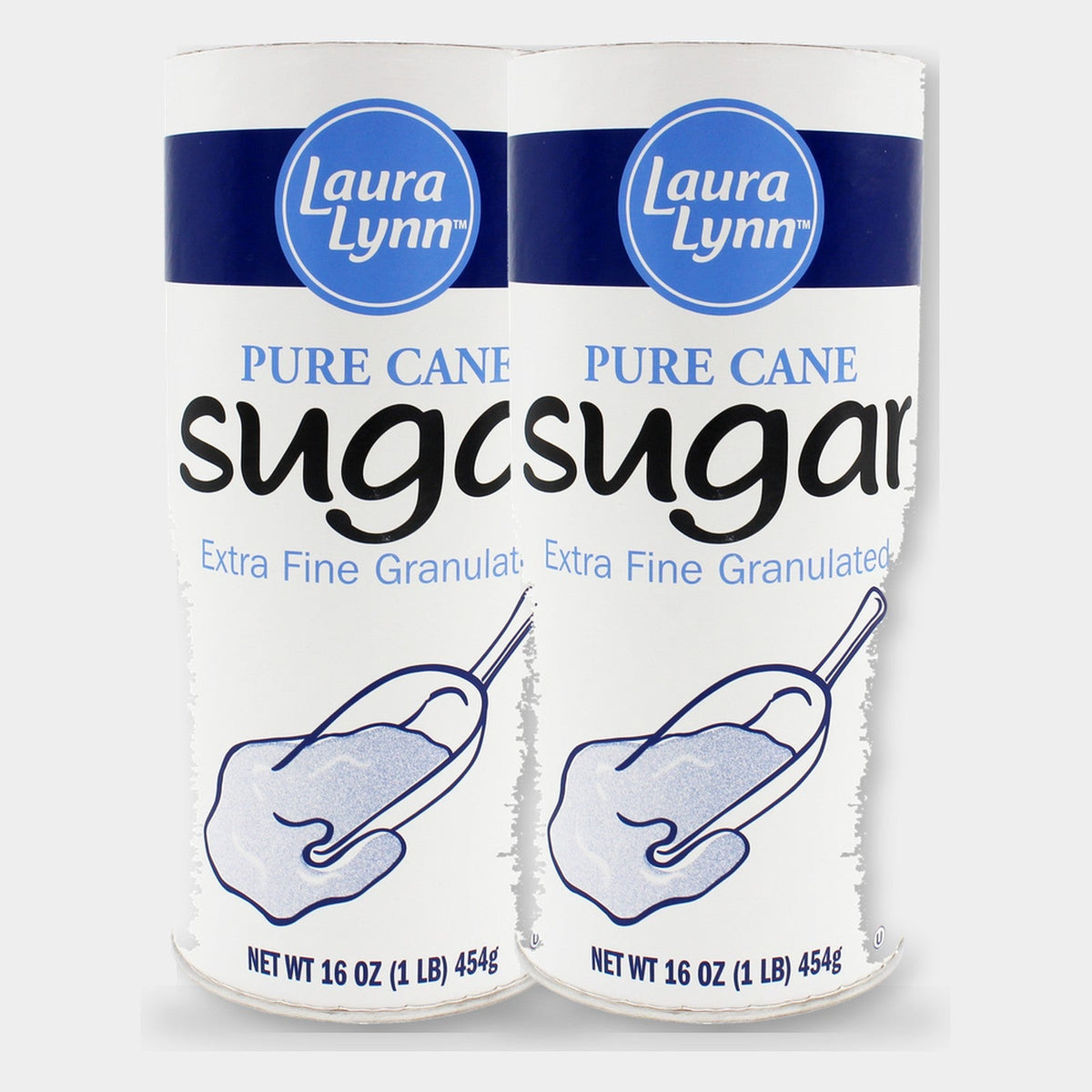 2 Bags Laura Lynn Pure Cane Sugar Canister, 16 oz