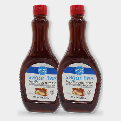 2 Bottles Laura Lynn Sugar Free Pancake Syrup, 24 oz