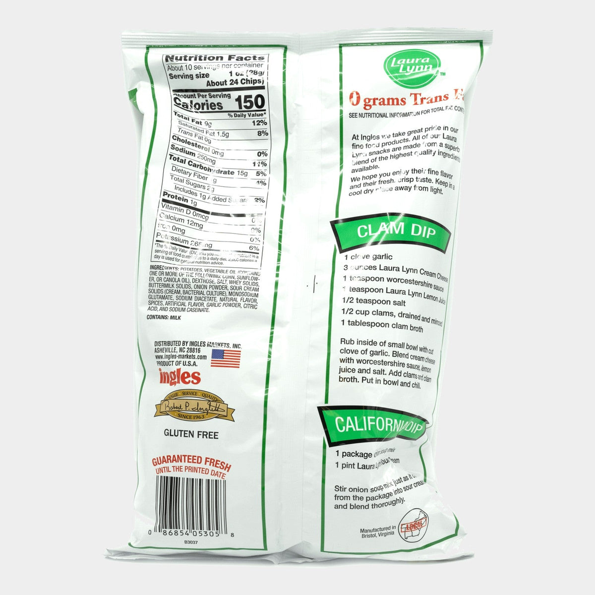 Laura Lynn Sour Cream & Onion Potato Chips, 10.5 oz