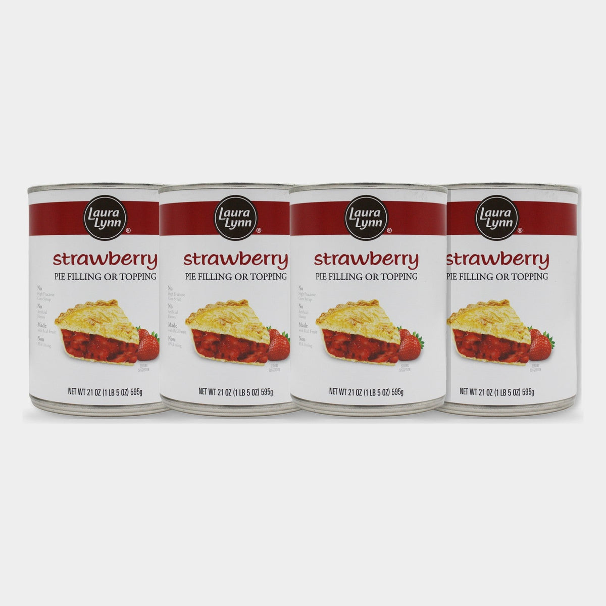 4 Cans Laura Lynn Strawberry Pie Filling, 21 oz