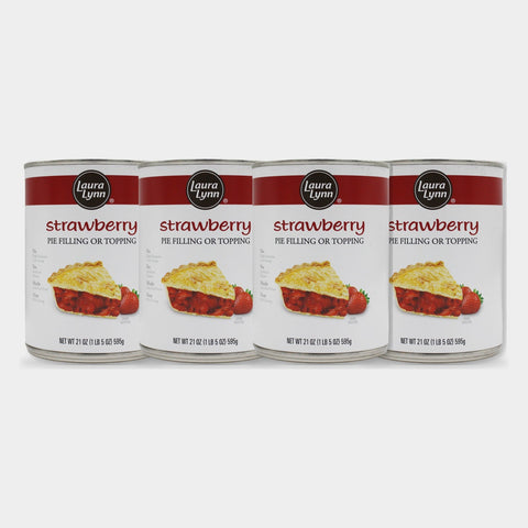 4 Cans Laura Lynn Strawberry Pie Filling, 21 oz