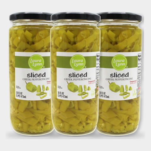3 Jars Laura Lynn Golden Sliced Pepperoncini, 16 oz