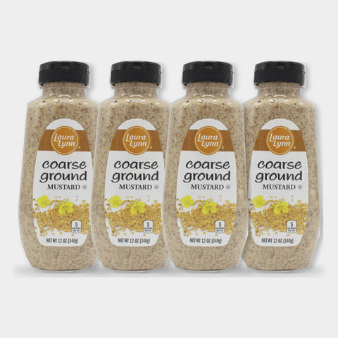 4 Bottles Laura Lynn Coarse Ground Mustard, 12 oz
