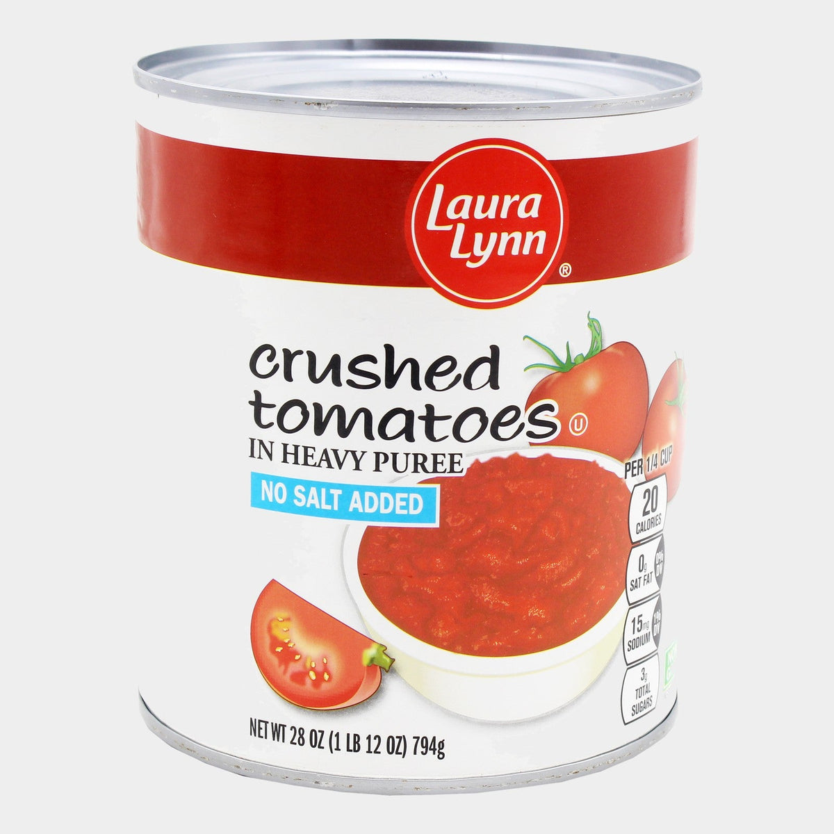 4 Cans Laura Lynn No Salt Added Crushed Tomatoes, 28 oz
