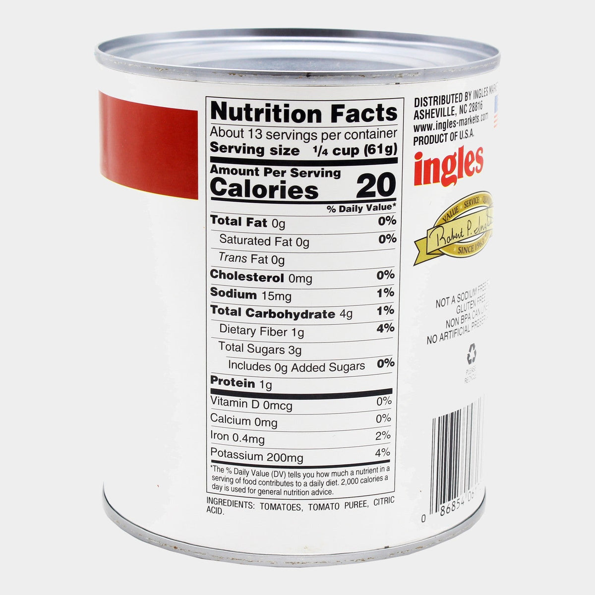 4 Cans Laura Lynn No Salt Added Crushed Tomatoes, 28 oz