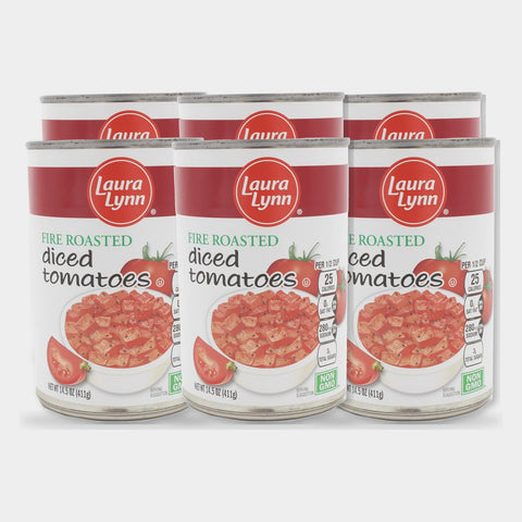 6 Cans Laura Lynn Fire Roasted Diced Tomatoes, 14.5 oz