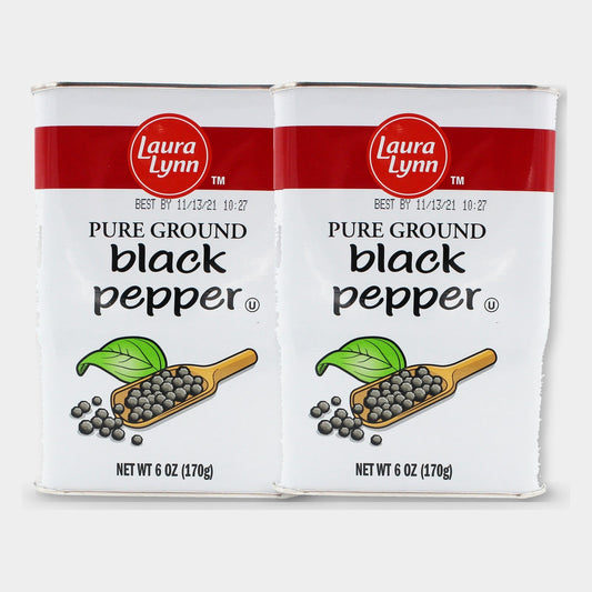 2 Jars Laura Lynn Pure Ground Black Pepper, 6 oz