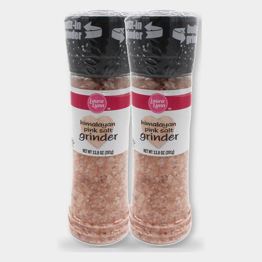 2 Jars Laura Lynn Pink Himalayan Sea Salt Grinder, 13.8 oz