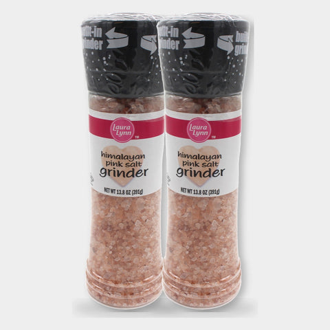 2 Jars Laura Lynn Pink Himalayan Sea Salt Grinder, 13.8 oz