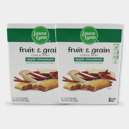 2 Boxes Laura Lynn Apple Cinnamon Fruit & Grain Bars 8 Count, 10.4 oz
