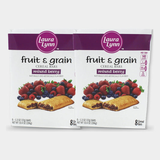 2 Boxes Laura Lynn Mixed Berry Fruit & Grain Bars 8 Count, 10.4 oz