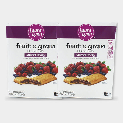 2 Boxes Laura Lynn Mixed Berry Fruit & Grain Bars 8 Count, 10.4 oz