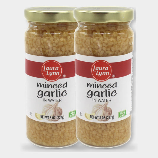 2 Jars Laura Lynn Minced Garlic in Water, 8 oz