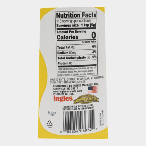 4 Bottles Laura Lynn Yellow Mustard, 20 oz