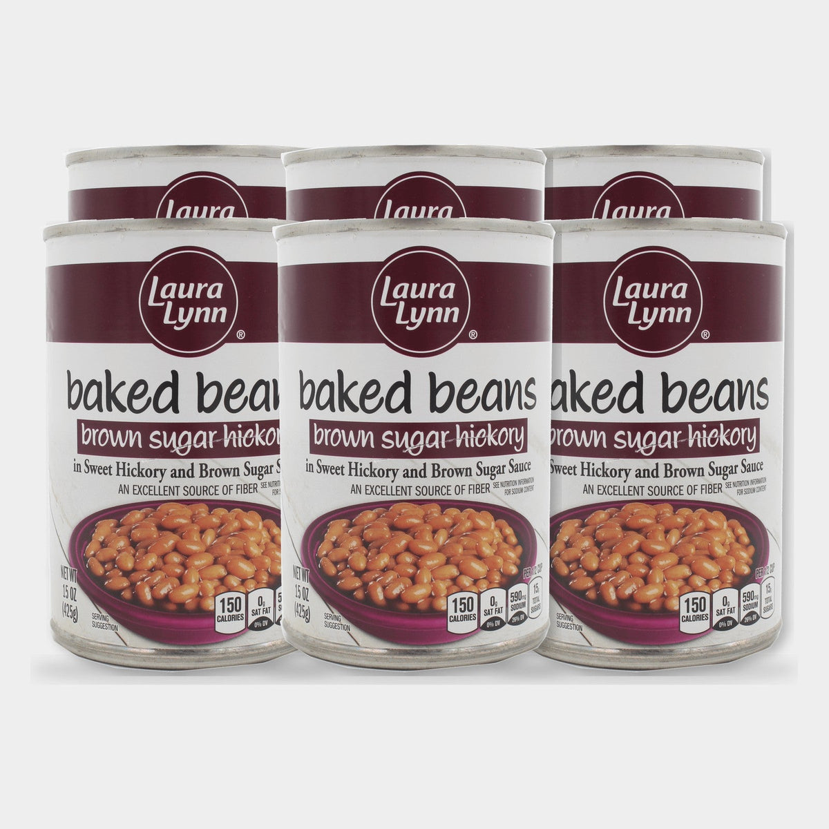 6 Cans Laura Lynn Baked Beans Brown Sugar Hickory, 15 oz