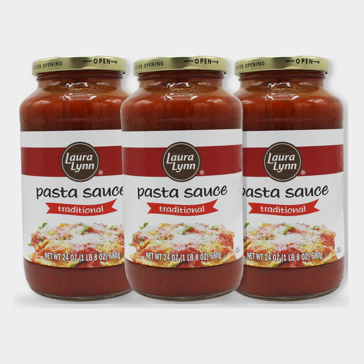 3 Jars Laura Lynn Traditional Pasta Sauce, 24 oz