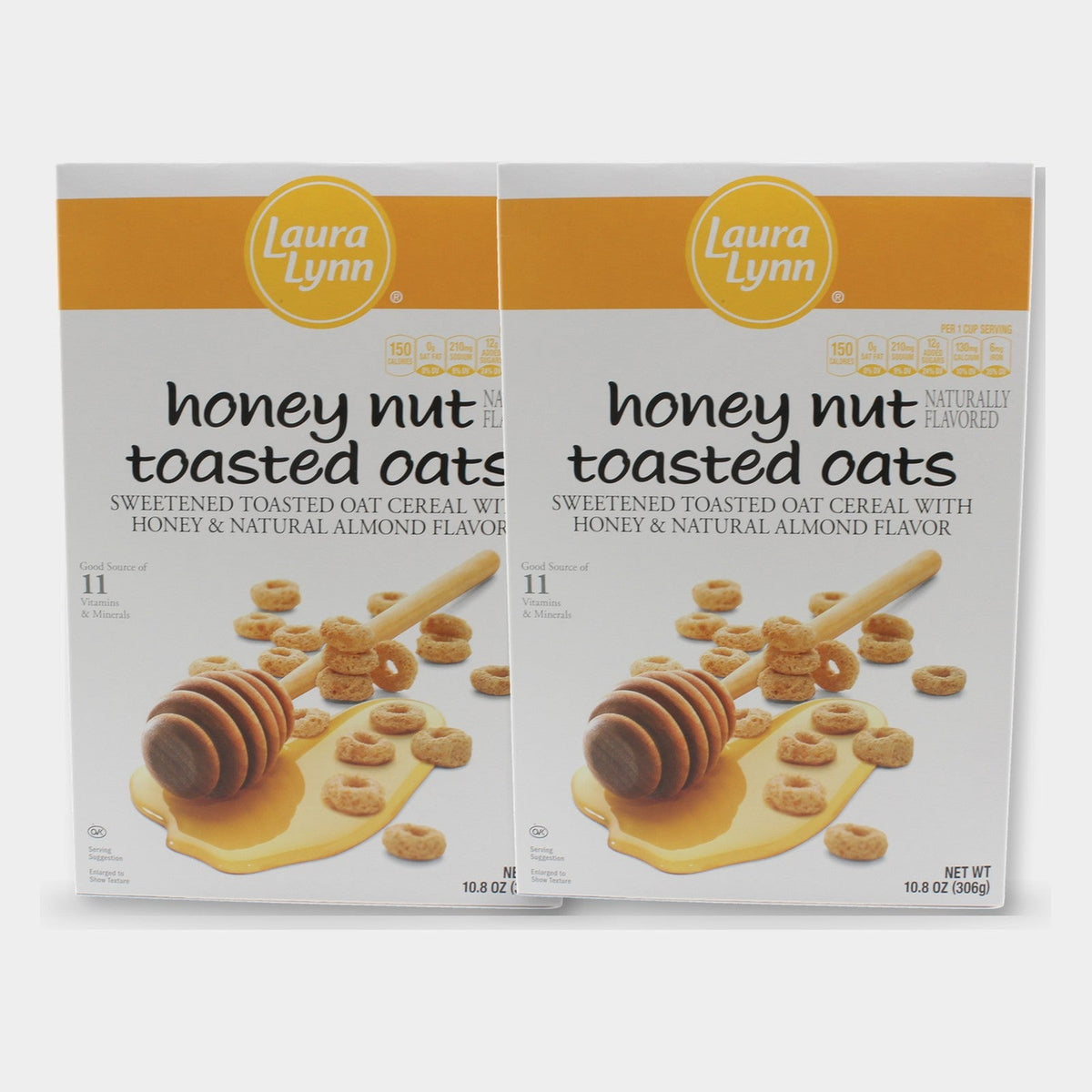 2 Boxes Laura Lynn Honey Nut Toasted Oats, 10.8 oz