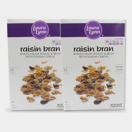 2 Boxes Laura Lynn Raisin Bran, 16.6 oz