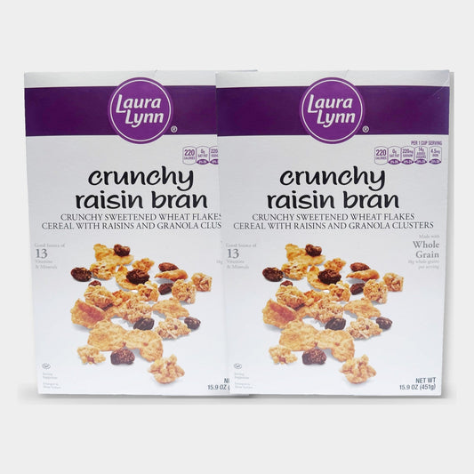 2 Boxes Laura Lynn Crunchy Raisin Bran, 15.9 oz