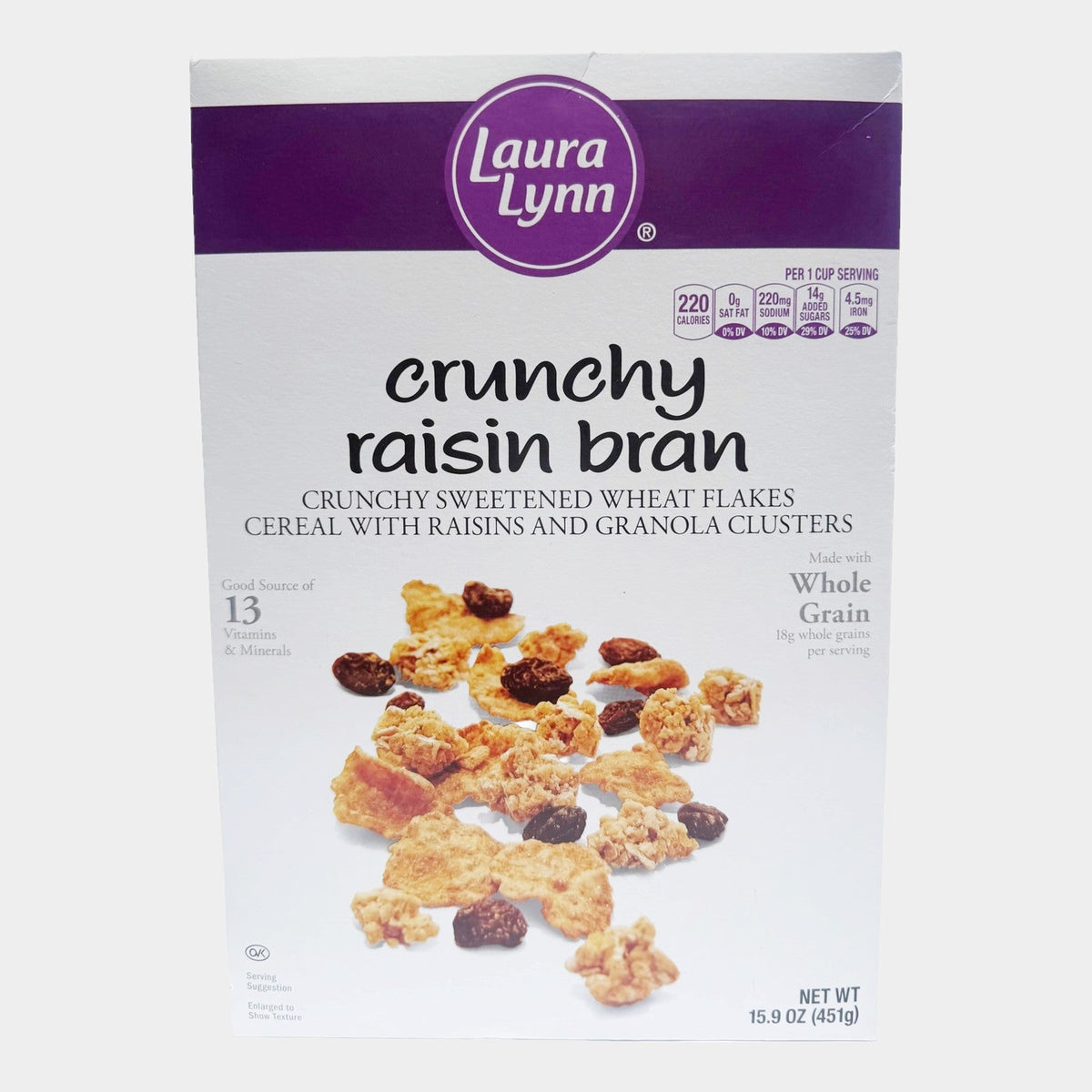 2 Boxes Laura Lynn Crunchy Raisin Bran, 15.9 oz