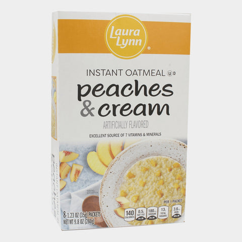2 Boxes Laura Lynn Instant Oatmeal Peaches and Cream, 9.8 oz