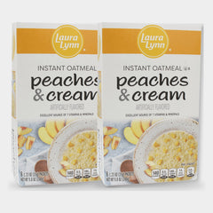 2 Boxes Laura Lynn Instant Oatmeal Peaches and Cream, 9.8 oz
