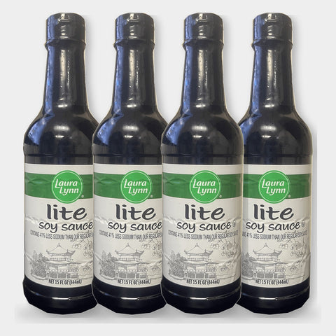 4 Bottles Laura Lynn Lite Soy Sauce, 15 oz