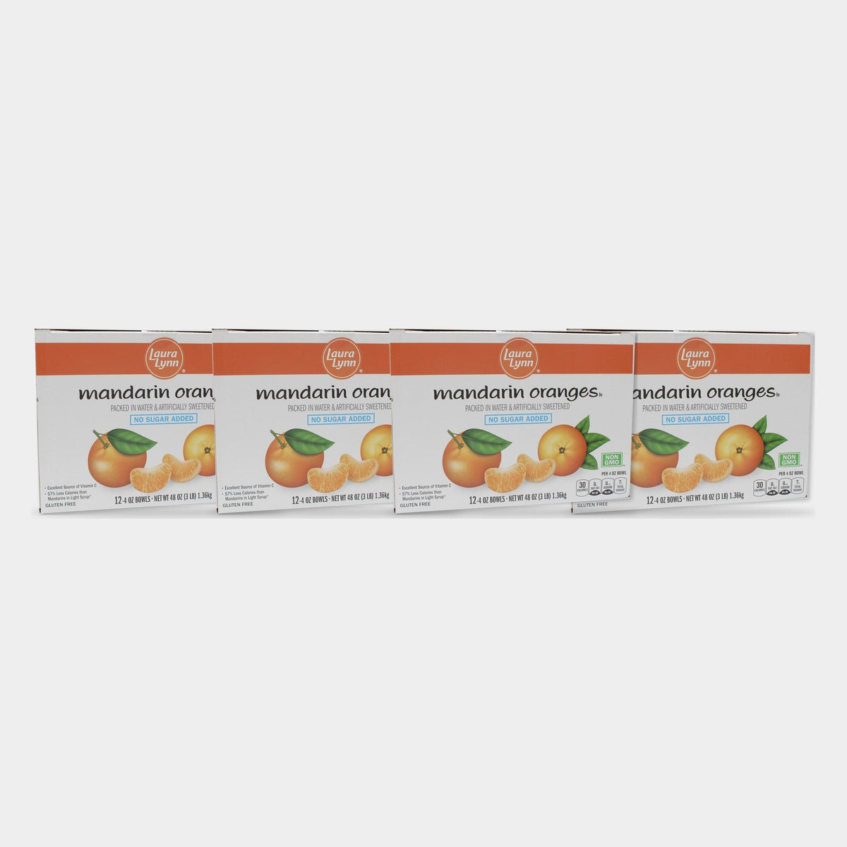 4 Cans Laura Lynn Mandarin Oranges No Sugar Added, 48 oz