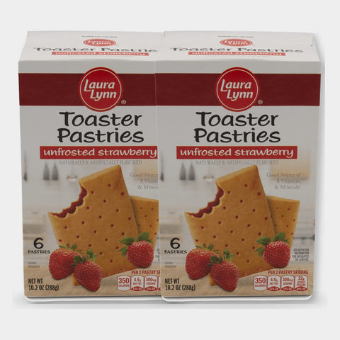 2 Boxes Laura Lynn Unfrosted Strawberry Pastries, 10.2 oz