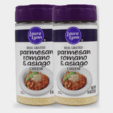 2 Containers Laura Lynn Grated Parmesan Romano & Asiago Cheese, 8 oz