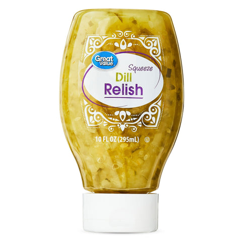 4 pack Great Value Dill Squeeze Relish 10 oz Bottle Pickle Hot Dog Salad
