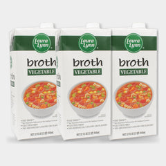 3 Cartons Laura Lynn Vegetable Broth, 32 oz