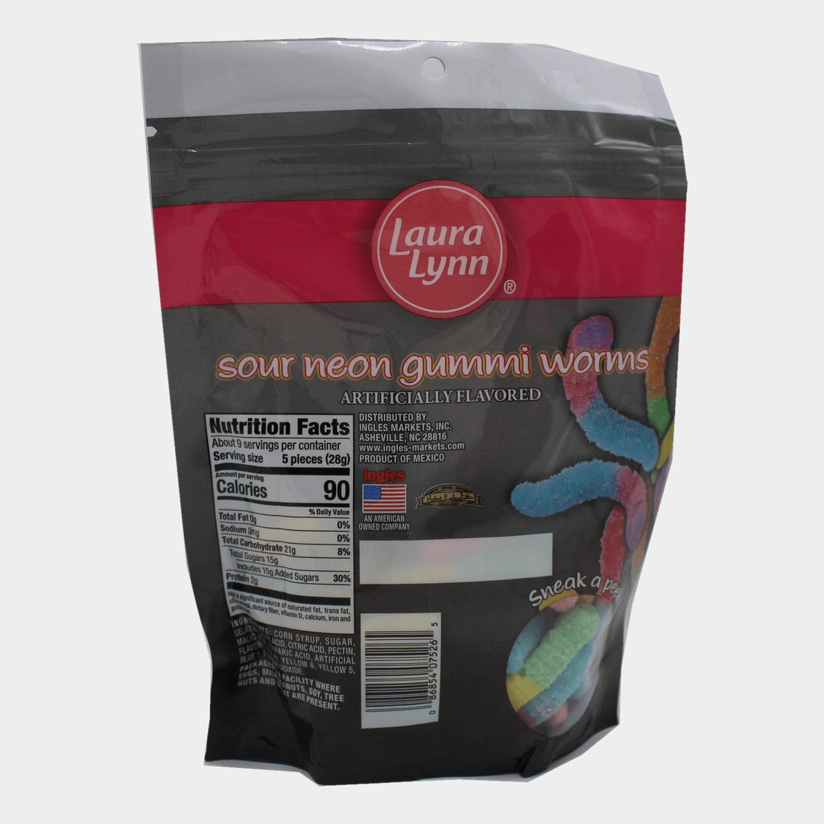 Laura Lynn Gummi Sour Neon Worms, 9 oz