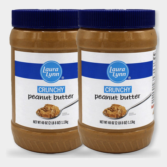 2 Jars Laura Lynn Crunchy Peanut Butter, 40 oz