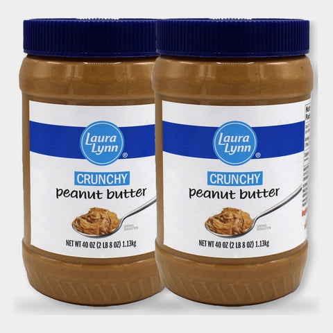 2 Jars Laura Lynn Crunchy Peanut Butter, 40 oz