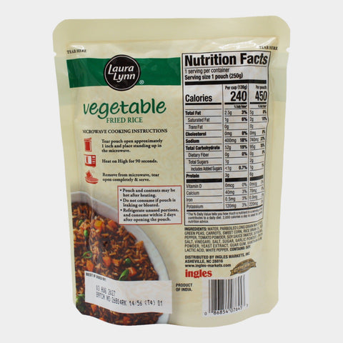 4 Pouches Laura Lynn Vegetable Ready to Heat Fried Rice, 8.8 oz