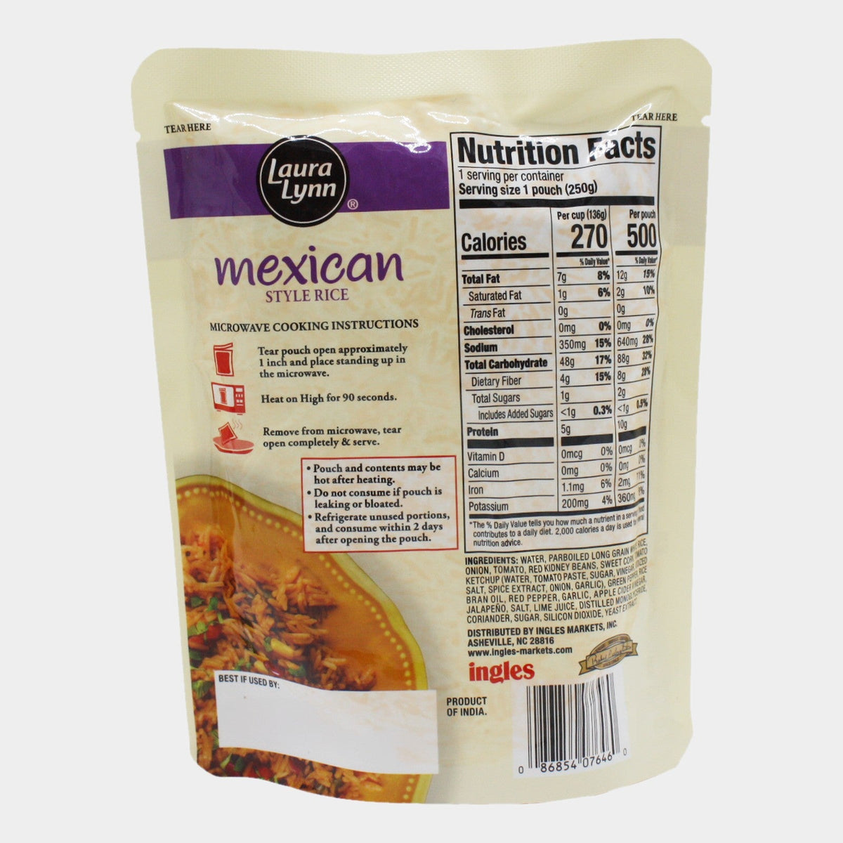4 Pouches Laura Lynn Mexican Style Ready to Heat Rice, 8.8 oz