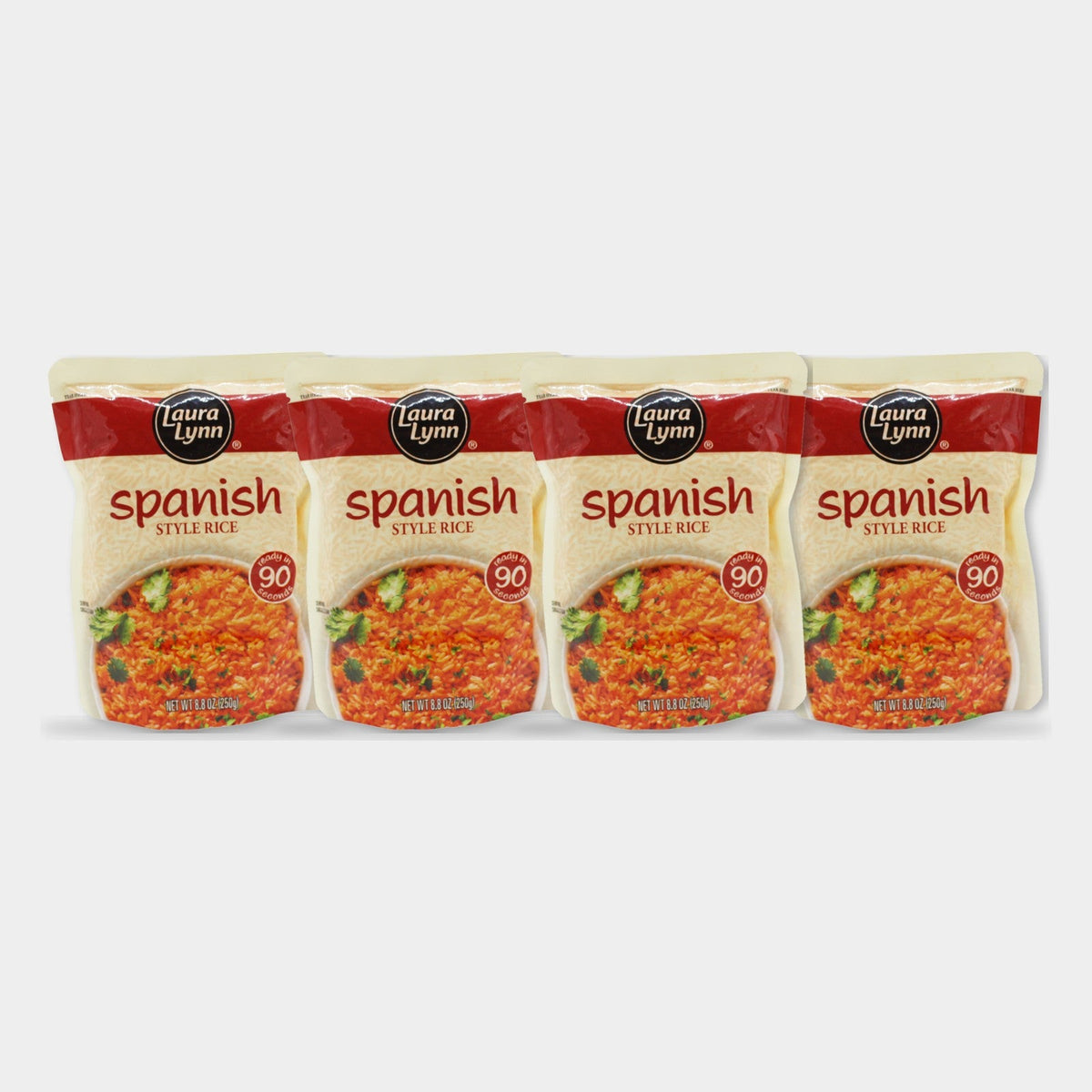 4 Pouches Laura Lynn Spanish Style Ready to Heat Rice, 8.8 oz